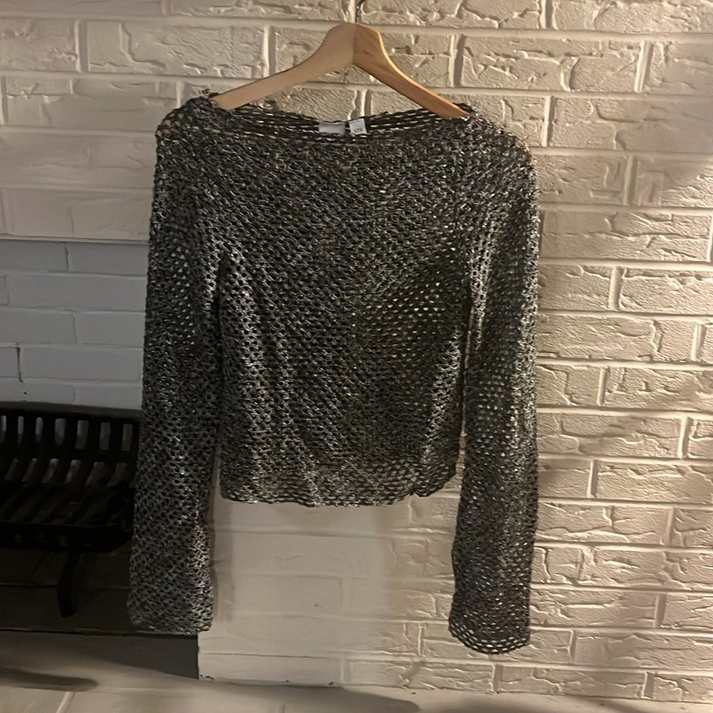 COLLUSION Knitted Hole Long Sleeve Top